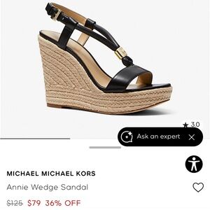 Michael Kors Black and Tan Wedge Sandals